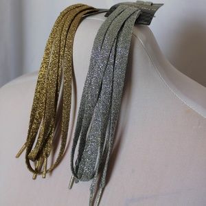 Gold & Silver Glitter Laces NWT (2)